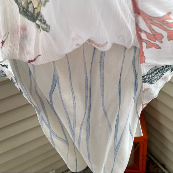 Club Monaco Lynix Seashell Print Summer White Silk Skirt Size 4 - Picture 7 of 13